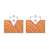 Freud V Groove Router Bits 90 Degree Angle 1/2in Shank