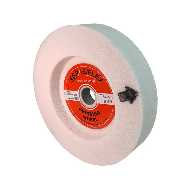 Premium Abrasiflex Aluminium Oxide Wheels 200 x 40mm for Bench Grinders - High-density grit plate for cool, efficient cutting on woodworking tools