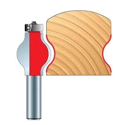 Freud Split Profile Handrail Router Bit in action on hardwood railing