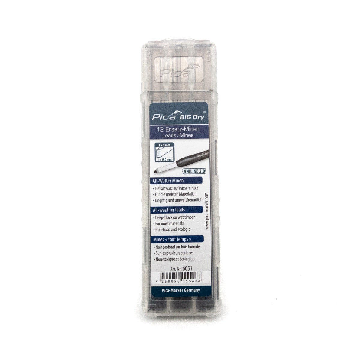 Pica Graphite Aniline Lead Refills for Big Dry Construction Pencil Pack of 12