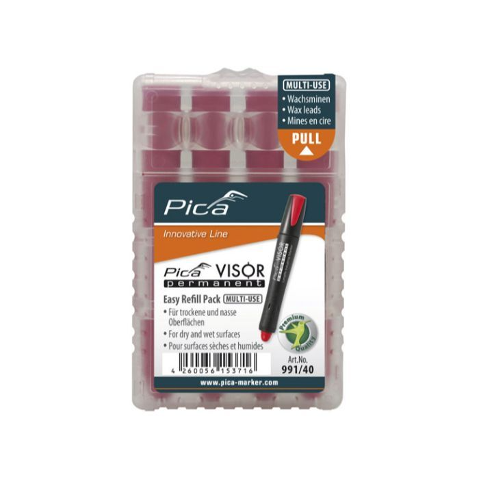 Pica Red Refills for Visor Permanent Marking Crayon