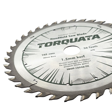 Torquata 165mm Diameter 20mm Bore Thin Kerf General Purpose Circular Saw Blade suits Circular Power Saws