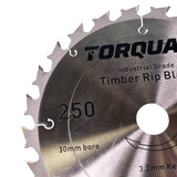 Torquata 250mm Diameter 30mm Bore Rip Cut Circular Saw Blade suits Circular Power Saws