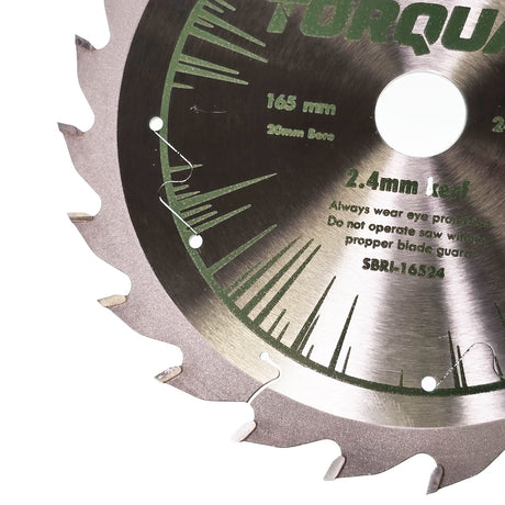 Torquata 165mm Diameter 20mm Bore Rip Cut Circular Saw Blade suits Circular Power Saws