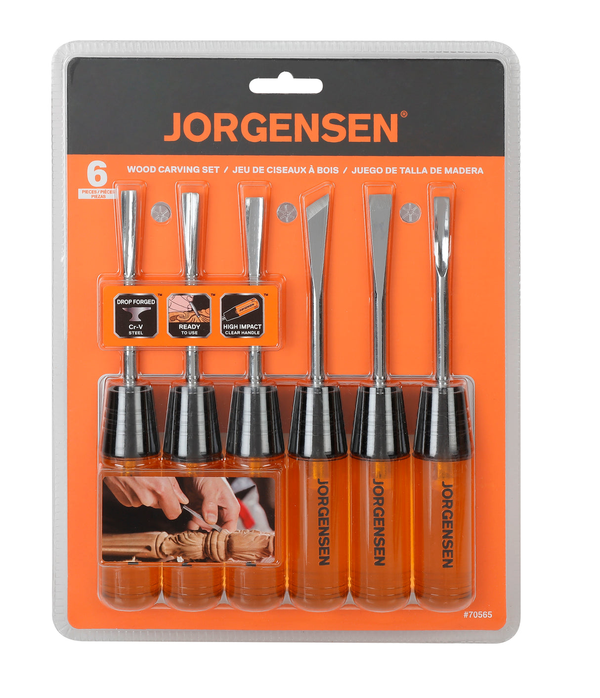 Pony Jorgensen 6-Piece Hand Carving Tool Set Chrome-Vanadium Blades