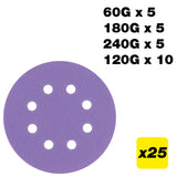 Trend Random Orbital Sanding Discs 125mm 60G/120G/180G/240G Pack of 25