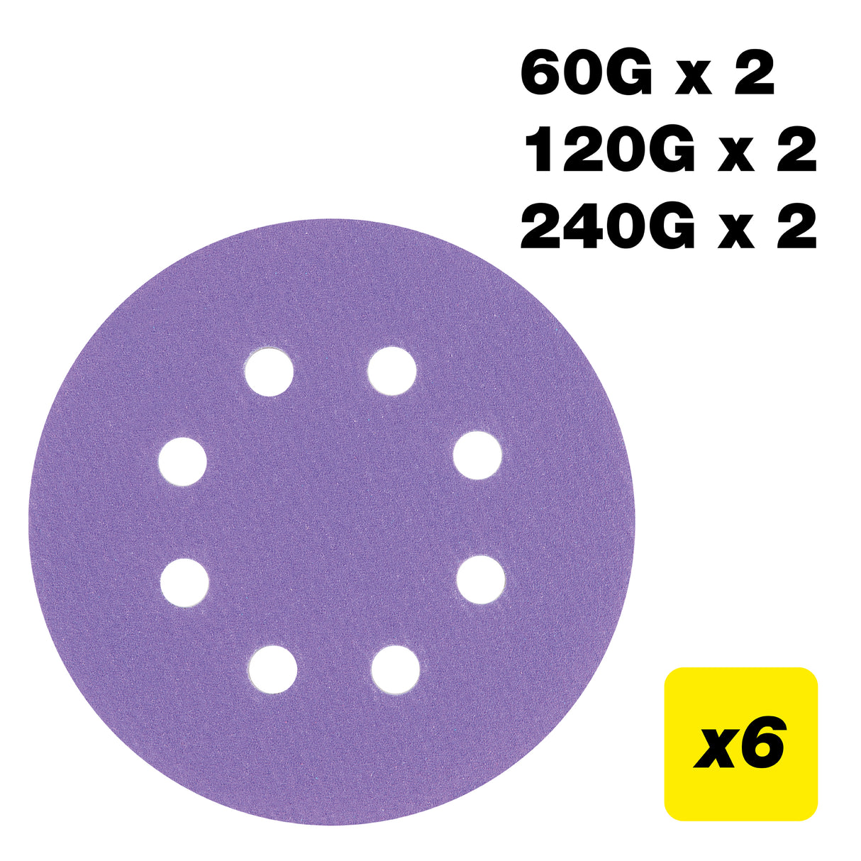Trend Random Orbital Sanding Discs 125mm 60G/120G/240G Pack of 6