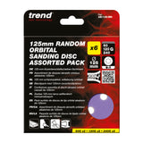 Trend Random Orbital Sanding Discs 125mm 60G/120G/240G Pack of 6