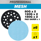 Trend Pro Mesh Sanding Discs with Pad Saver 125mm 80G/120G/180G Pack of 7