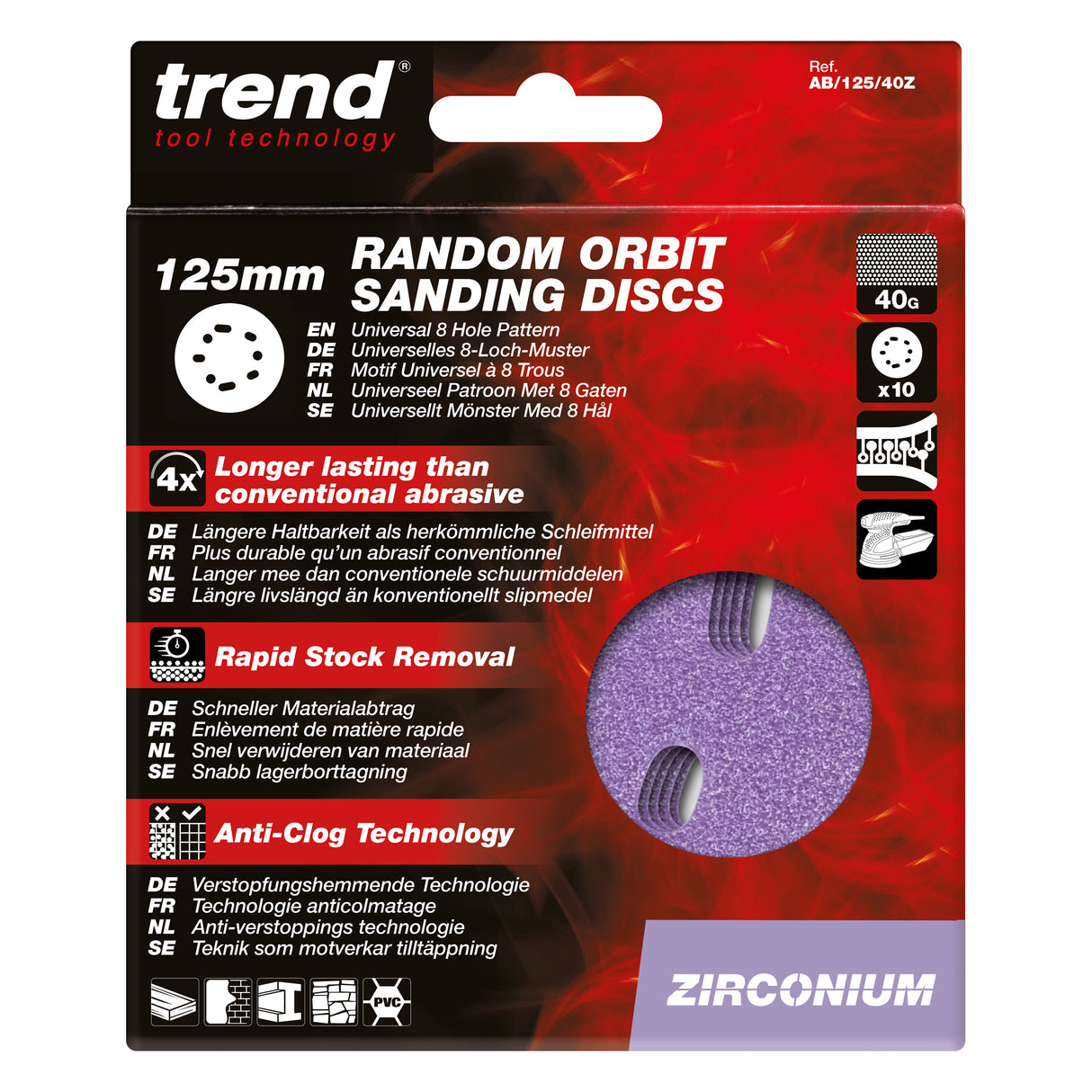Trend Random Orbital Sanding Discs 125mm Pack of 10