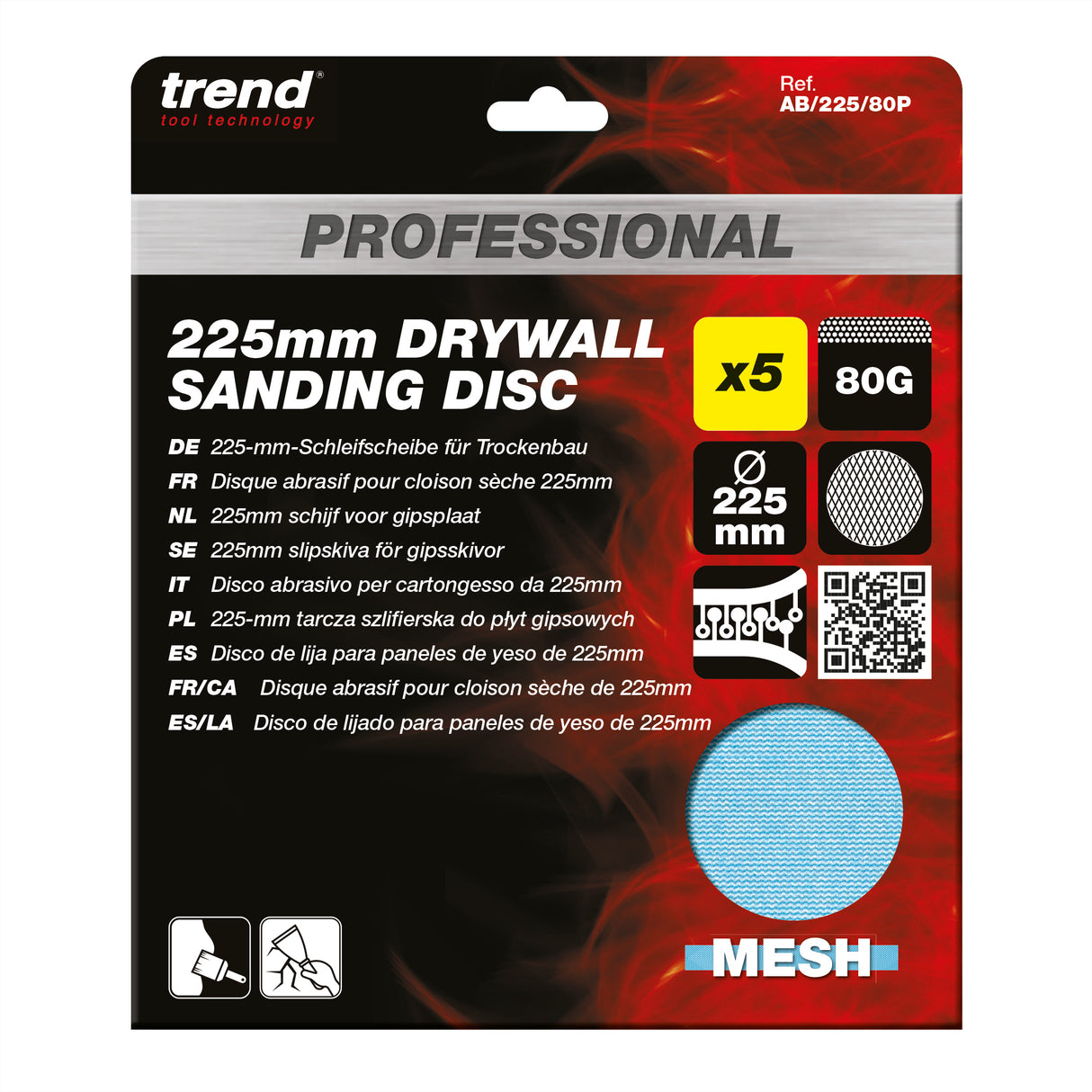 Trend Pro Mesh Drywall Sanding Discs 225mm Pack of 5