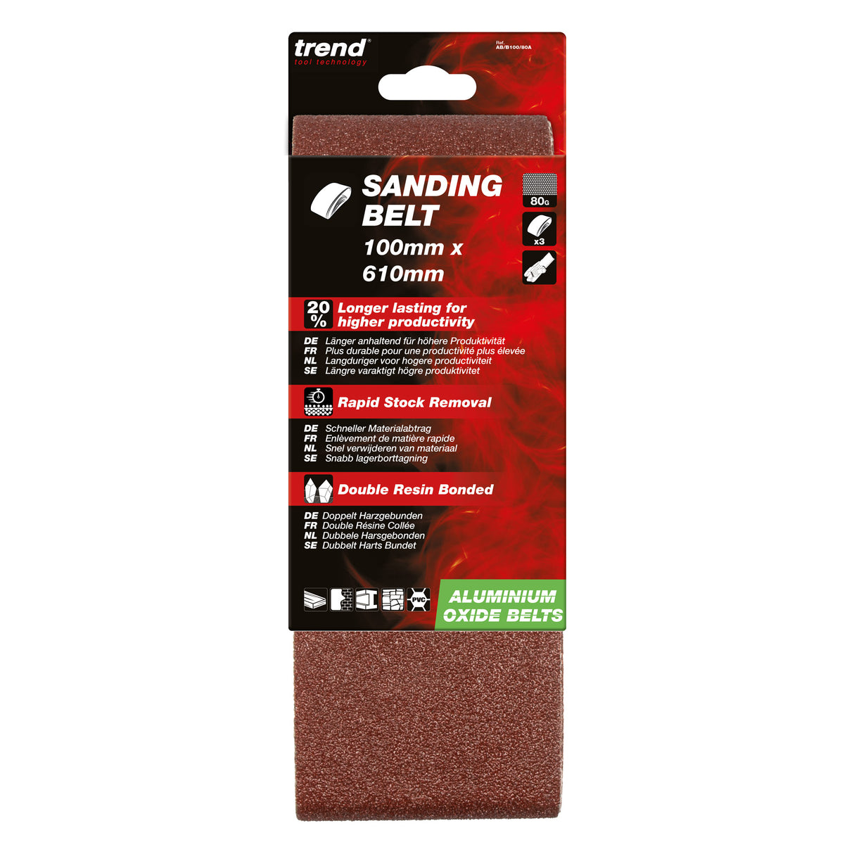 Trend Sanding Belts 100mm x 610mm Pack of 3