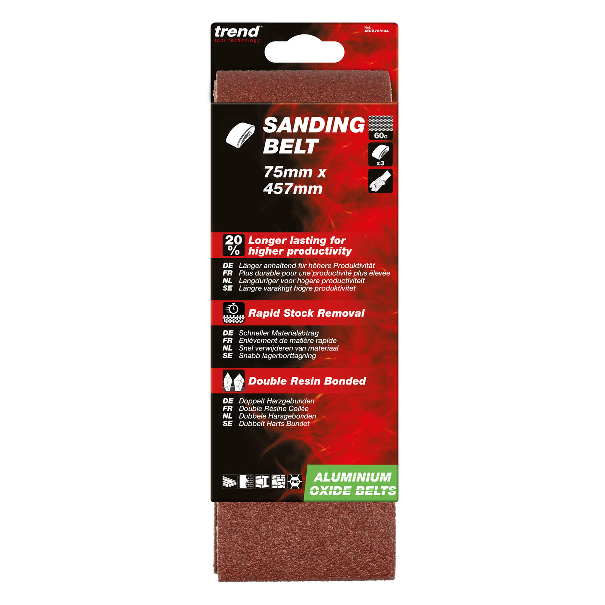 Trend Sanding Belts 75mm x 457mm Pack of 3