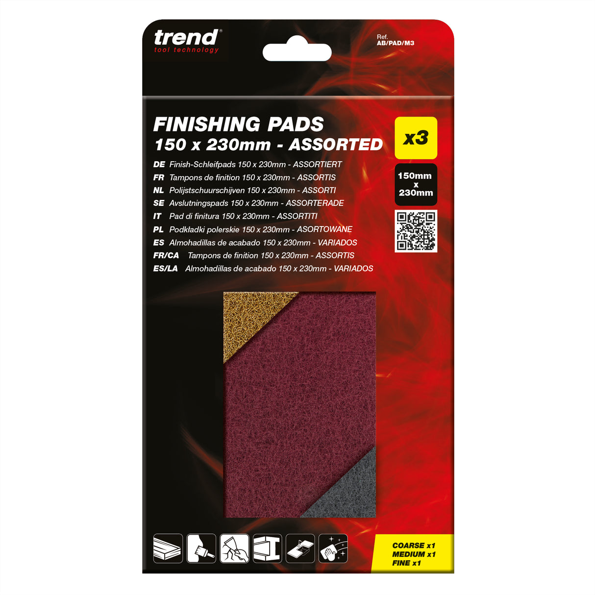 Trend Assorted Flexible Finishing Pads 150 x 230mm Pack of 3