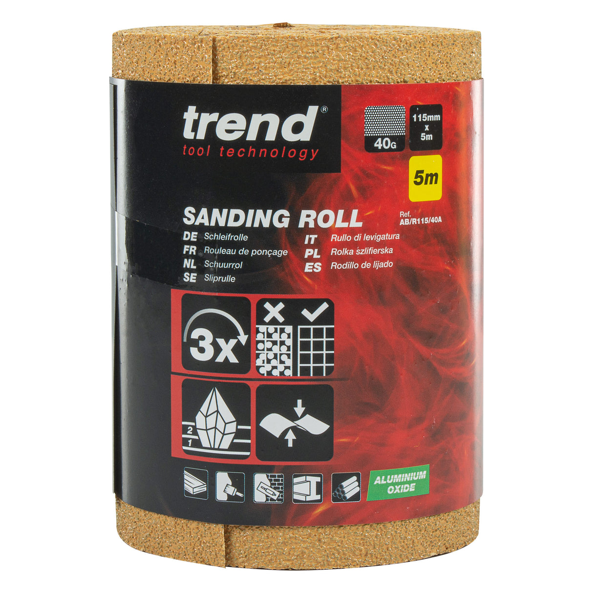 Trend Aluminium Oxide Sandpaper Rolls 115mm x 5m