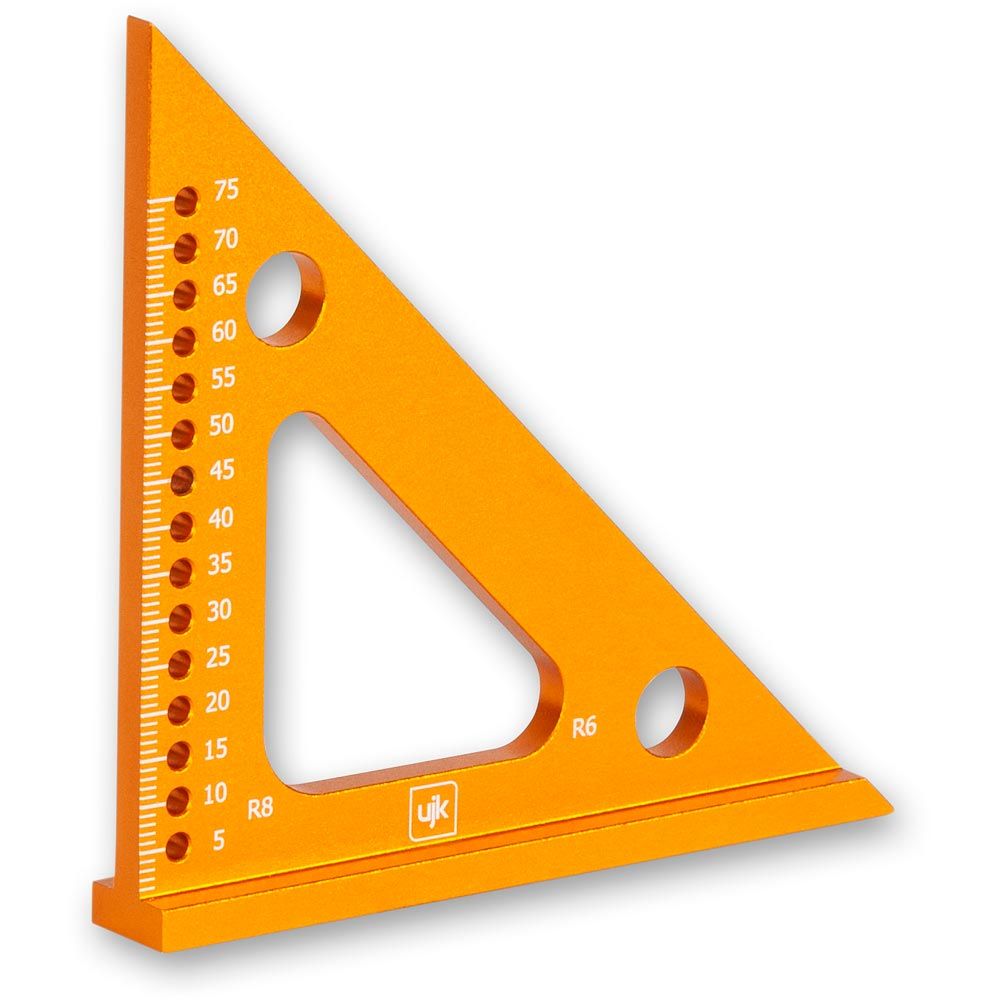 UJK Set of 2 Compact Speed Squares 75mm & 125mm with Marking Holes Anodised Aluminium