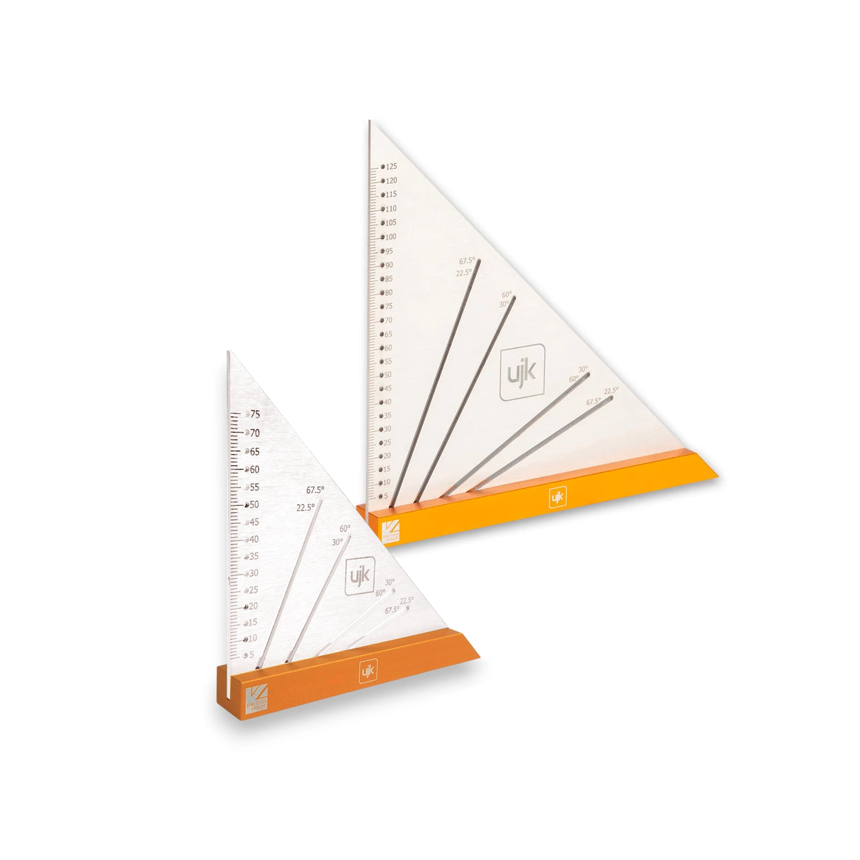 UJK Set of 2 Compact Angle Squares 75 & 125mm Stainless Steel and Aluminium
