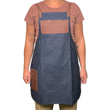 En Mina Basic Apron 2 Pockets Denim & Tan Leather