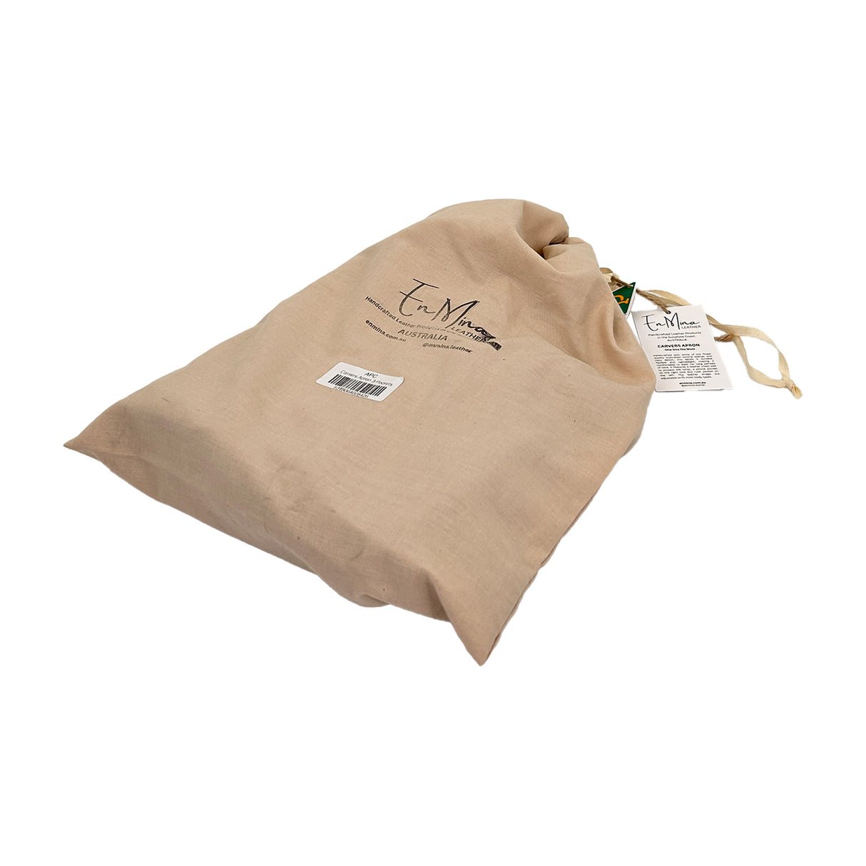 En Mina Carvers Apron 3 Pockets Denim & Tan Leather