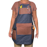 En Mina Deluxe Apron 4 Pockets & Flap Denim & Tan Leather
