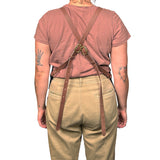 En Mina Deluxe Apron 4 Pockets & Flap Denim & Tan Leather