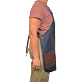 En Mina Deluxe Apron 4 Pockets & Flap Denim & Tan Leather