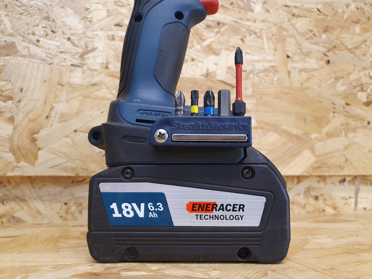 StealthMounts Magnetic Bit Holder for Bosch ProCore & Professional Tools 18V Pack of 2 Blue