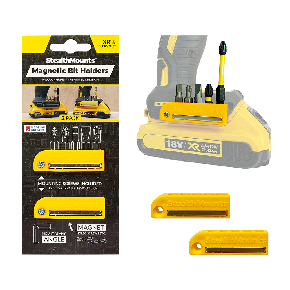 StealthMounts Magnetic Bit Holder for Dewalt XR Tools 18V Pack of 2 Yellow