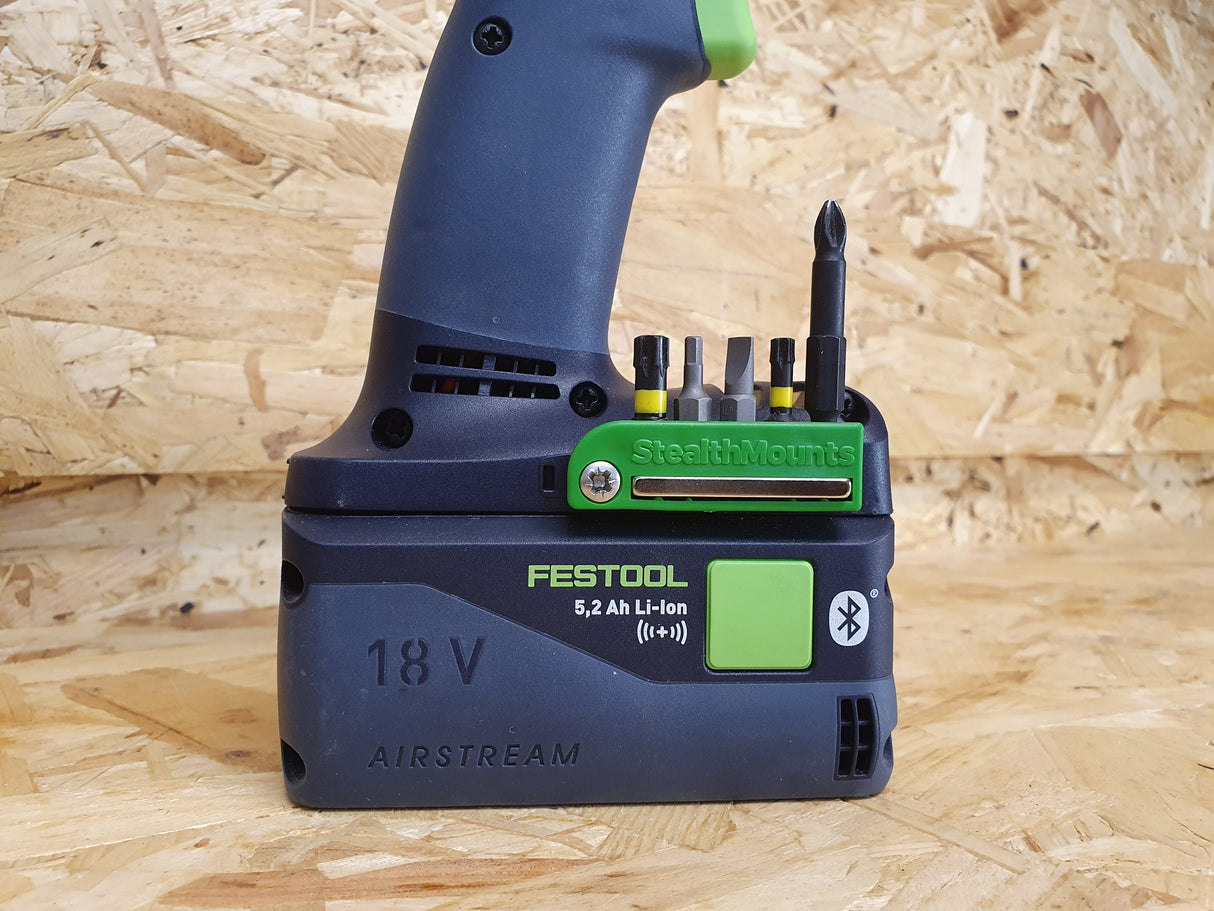 StealthMounts Magnetic Bit Holder for Festool 18V Tools Pack of 2 Green