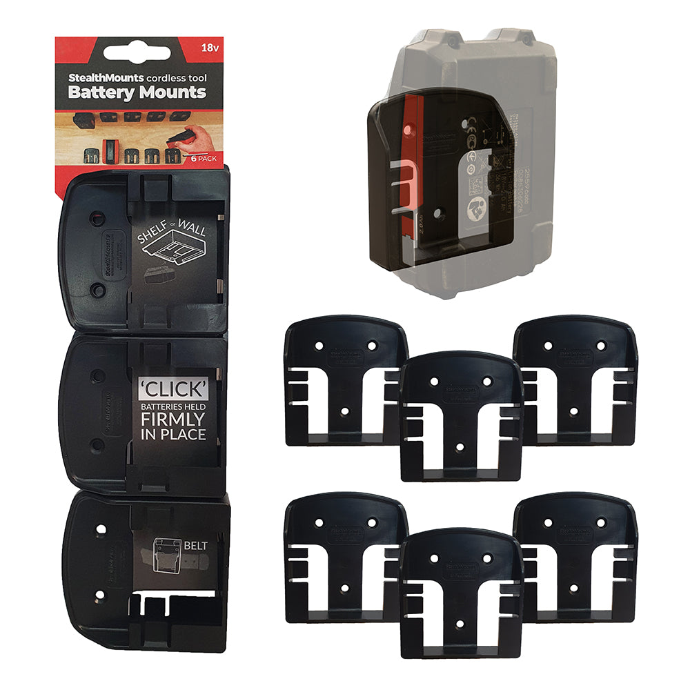 StealthMounts CAS Cordless Alliance System Battery Mounts Pack of 6 Black