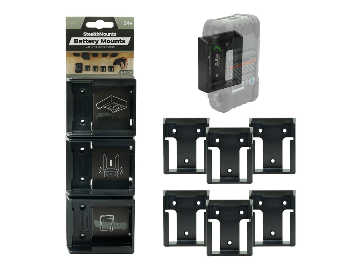 StealthMounts FLEX 24V Battery Mounts Pack of 6 Black