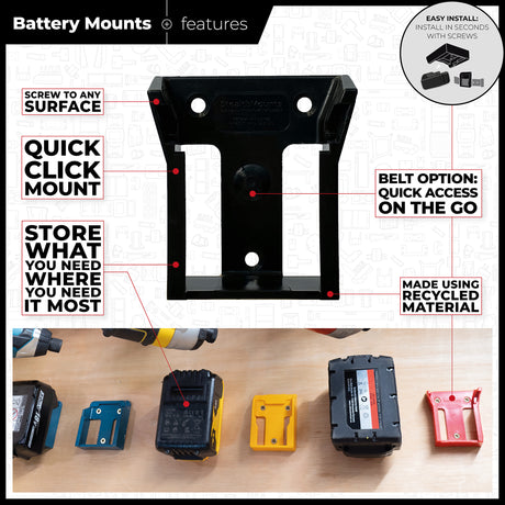 StealthMounts FLEX 24V Battery Mounts Pack of 6 Black