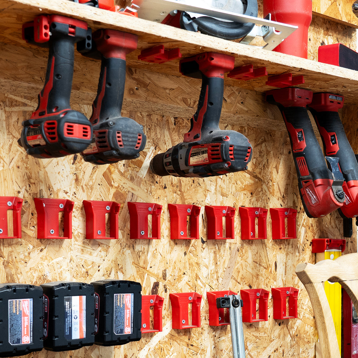 StealthMounts Milwaukee M18 18V Battery Mounts Pack of 6 Red