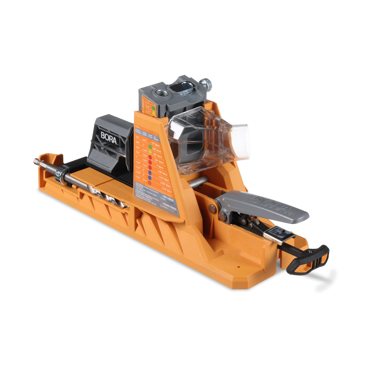 BORA Tool Auto Jig for precise pocket hole drilling on a benchtop