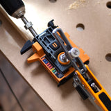 Compact self-adjusting pocket hole jig for wood joinery. Easy to use for DIY and pro woodworkers