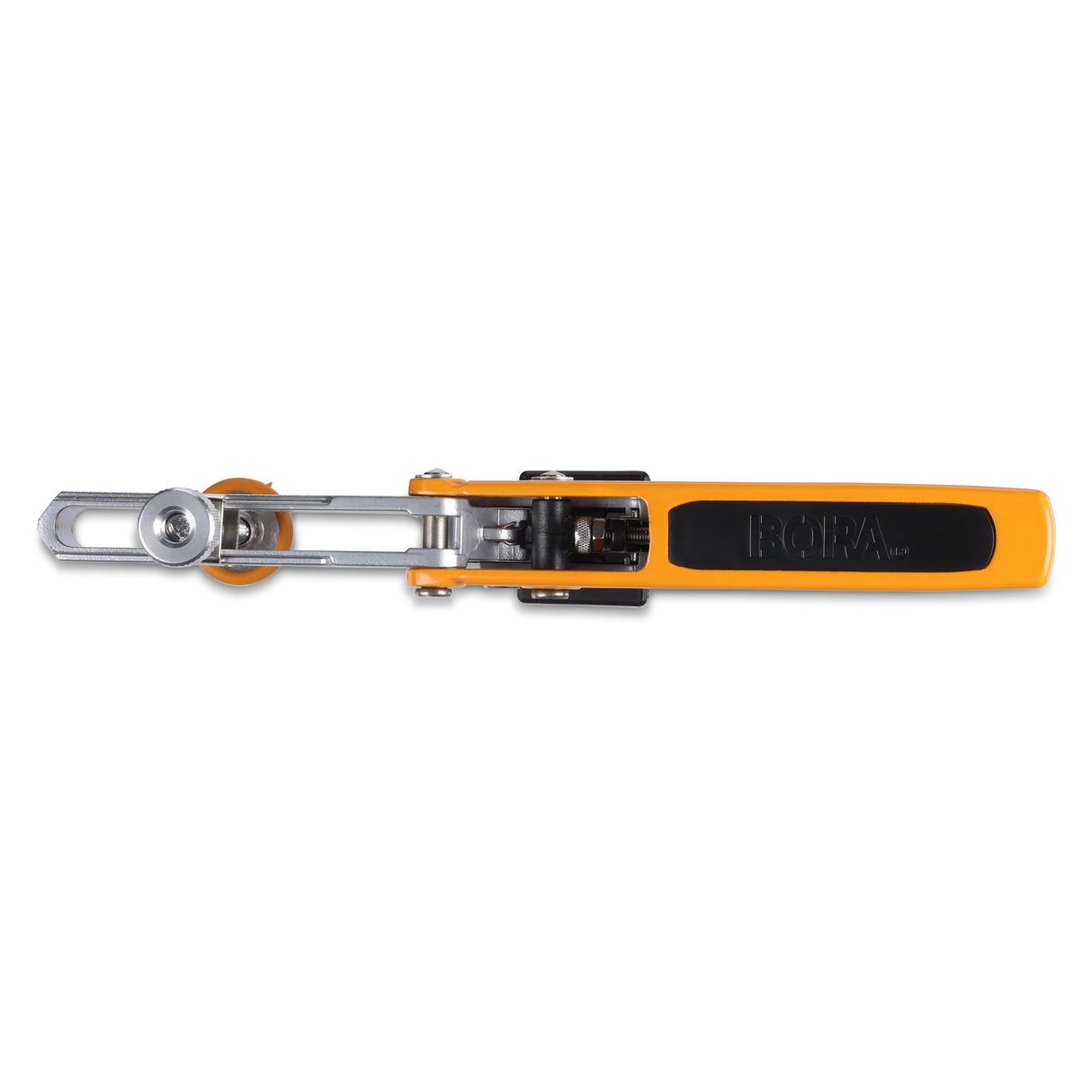 BORA Tool Dog Hole Auto Adjust Toggle Clamp in use on woodworking bench