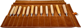 En Mina 12 Pocket Suede Chisel Roll