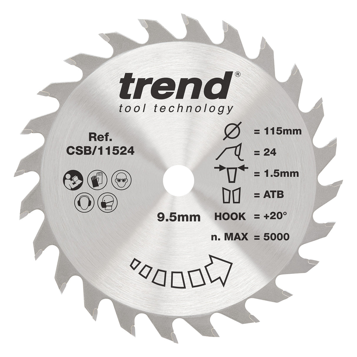 Trend 115mm x 9.5mm x 24T Ripping Circular Saw Blade