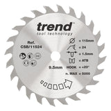 Trend 115mm x 9.5mm x 24T Ripping Circular Saw Blade