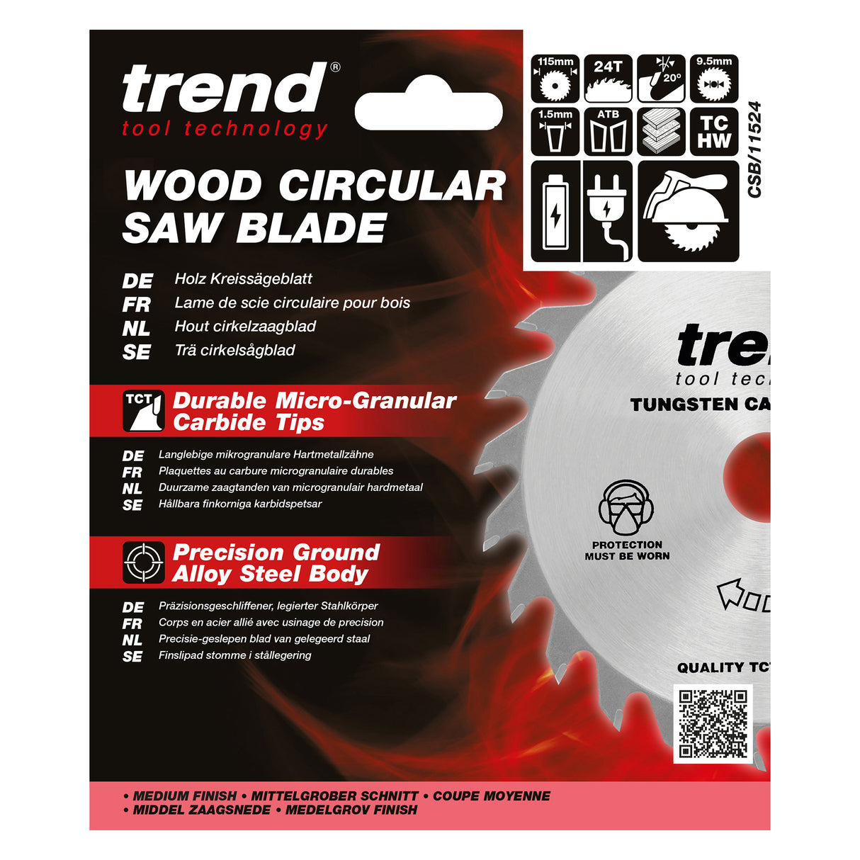 Trend 115mm x 9.5mm x 24T Ripping Circular Saw Blade