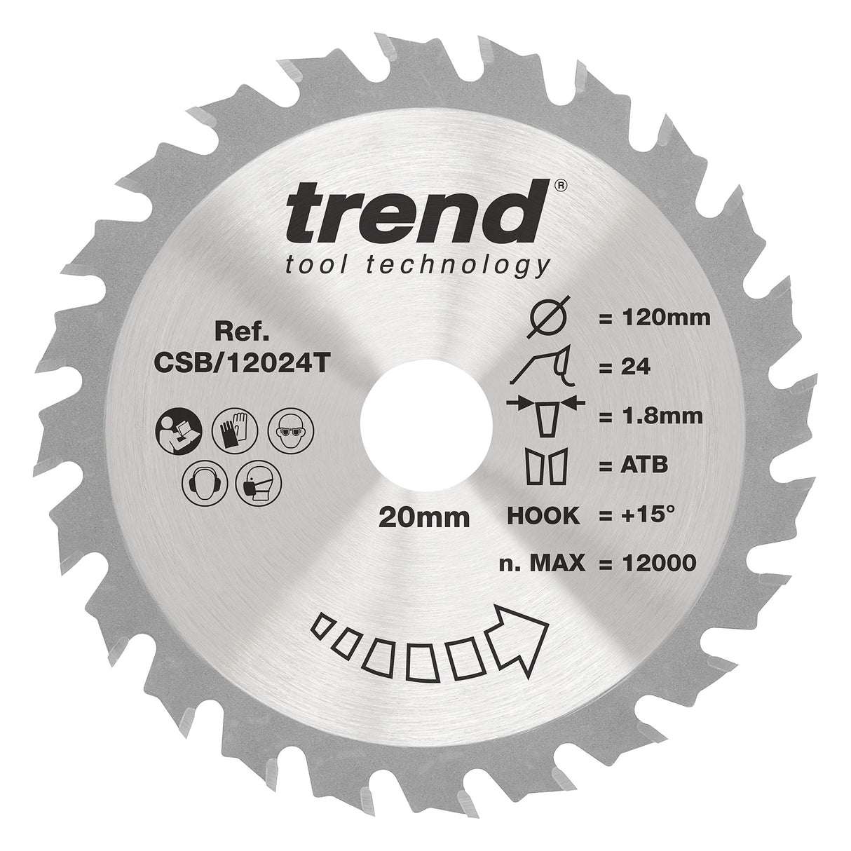 Trend 120mm x 20mm x 24T Thin Kerf Ripping Cordless Circular Saw Blade