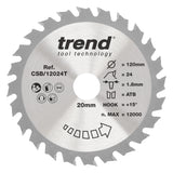 Trend 120mm x 20mm x 24T Thin Kerf Ripping Cordless Circular Saw Blade