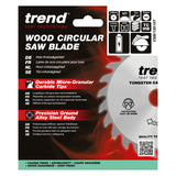 Trend 125mm x 20mm x 18T Thin Kerf Ripping Cordless Circular Saw Blade