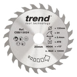 Trend 130mm x 20mm x 24T General Purpose Circular Saw Blade