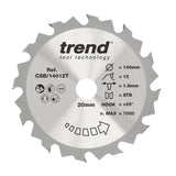 Trend 140mm x 20mm x 12T Thin Kerf Ripping Cordless Circular Saw Blade