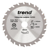 Trend 140mm x 20mm x 24T Thin Kerf General Purpose Cordless Circular Saw Blade