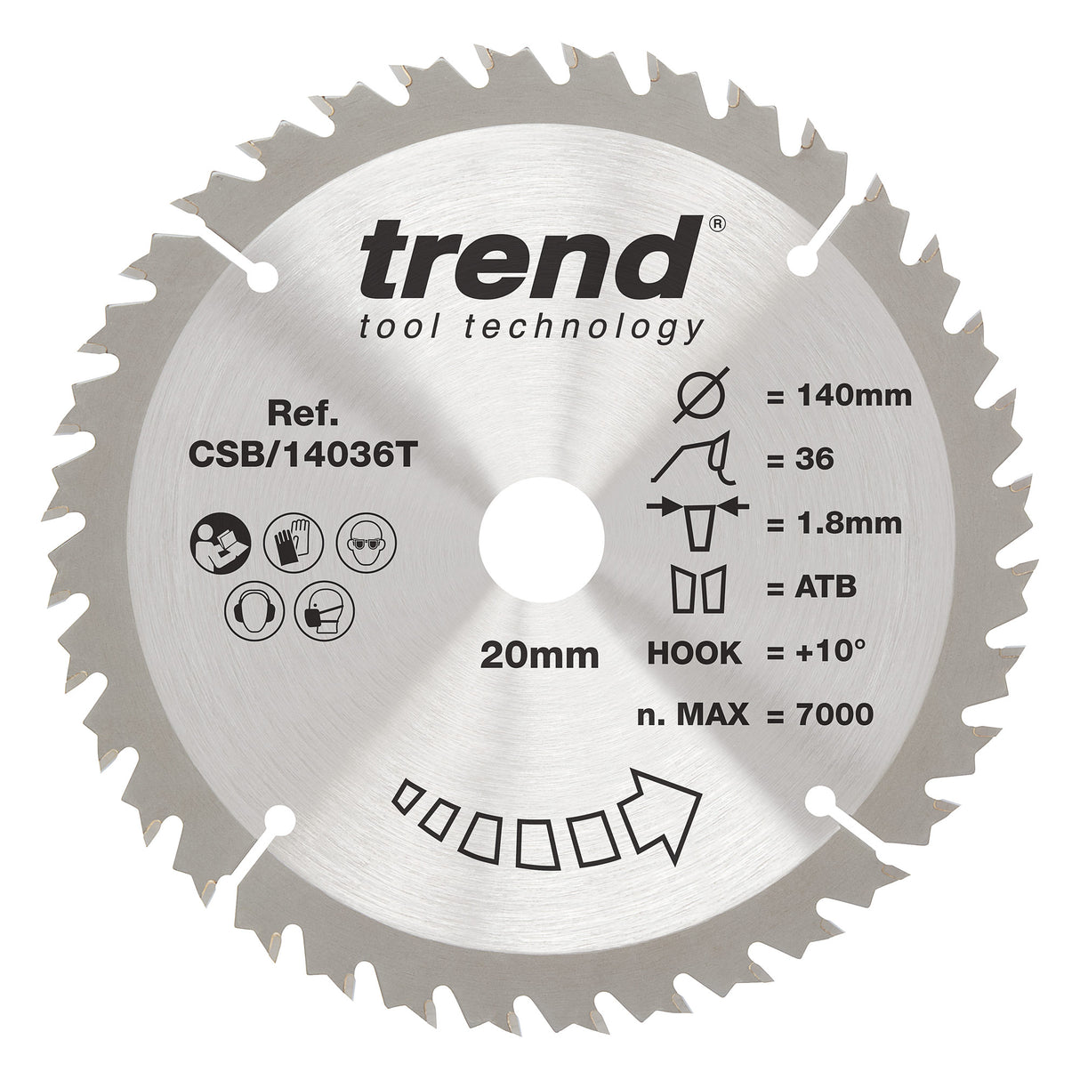 Trend 140mm x 20mm x 36T Thin Kerf General Purpose Cordless Circular Saw Blade