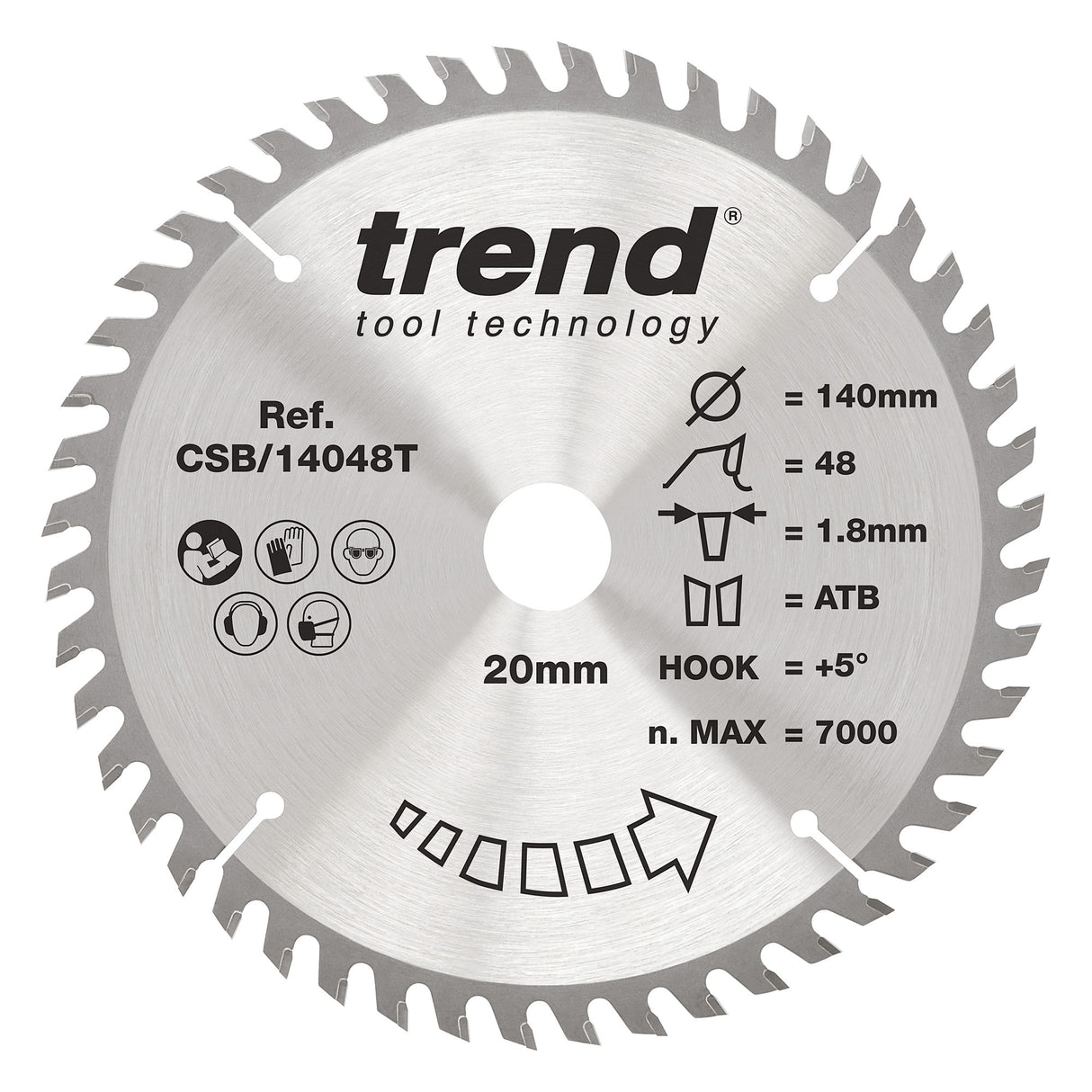 Trend 140mm x 20mm x 48T Thin Kerf Fine Cut Off Cordless Circular Saw Blade