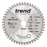 Trend 140mm x 20mm x 48T Thin Kerf Fine Cut Off Cordless Circular Saw Blade