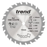 Trend 150mm x 10mm x 24T Thin Kerf General Purpose Cordless Circular Saw Blade